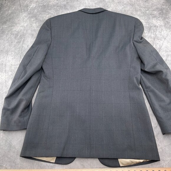 Christian Dior Blazer Men 43 Gray Multi‎ Windowpane Plaid Classic Career Wool - Picture 8 of 14